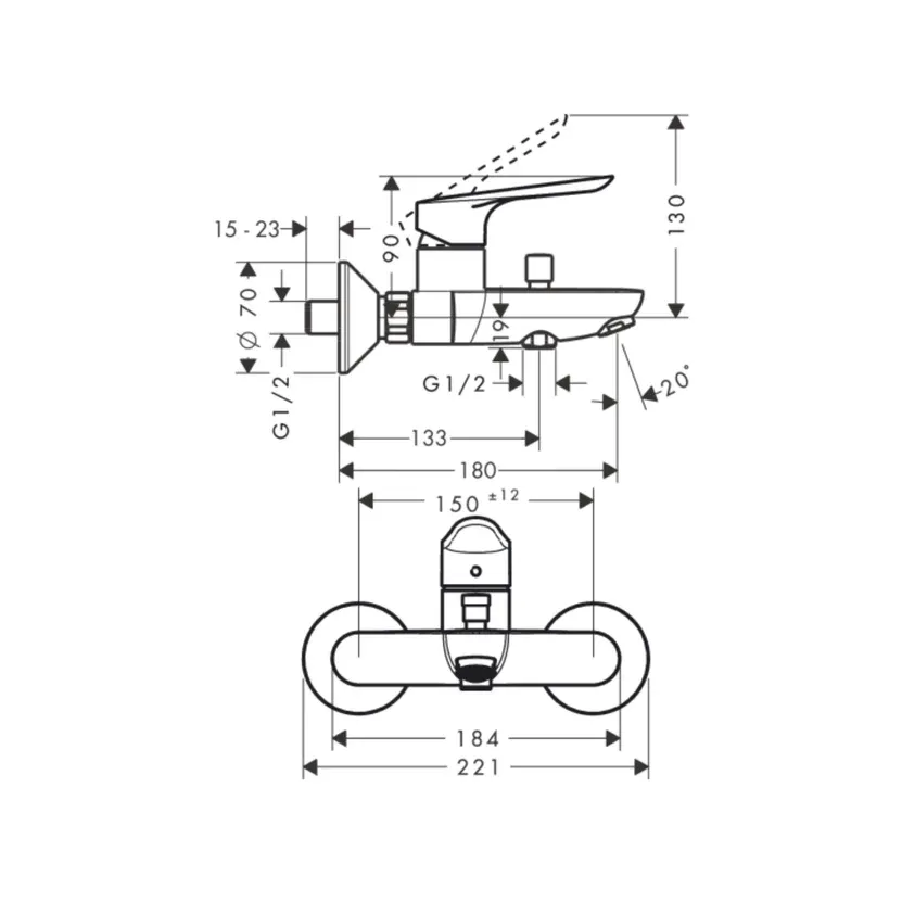 Hansgrohe Logis E Banyo Bataryası Krom
