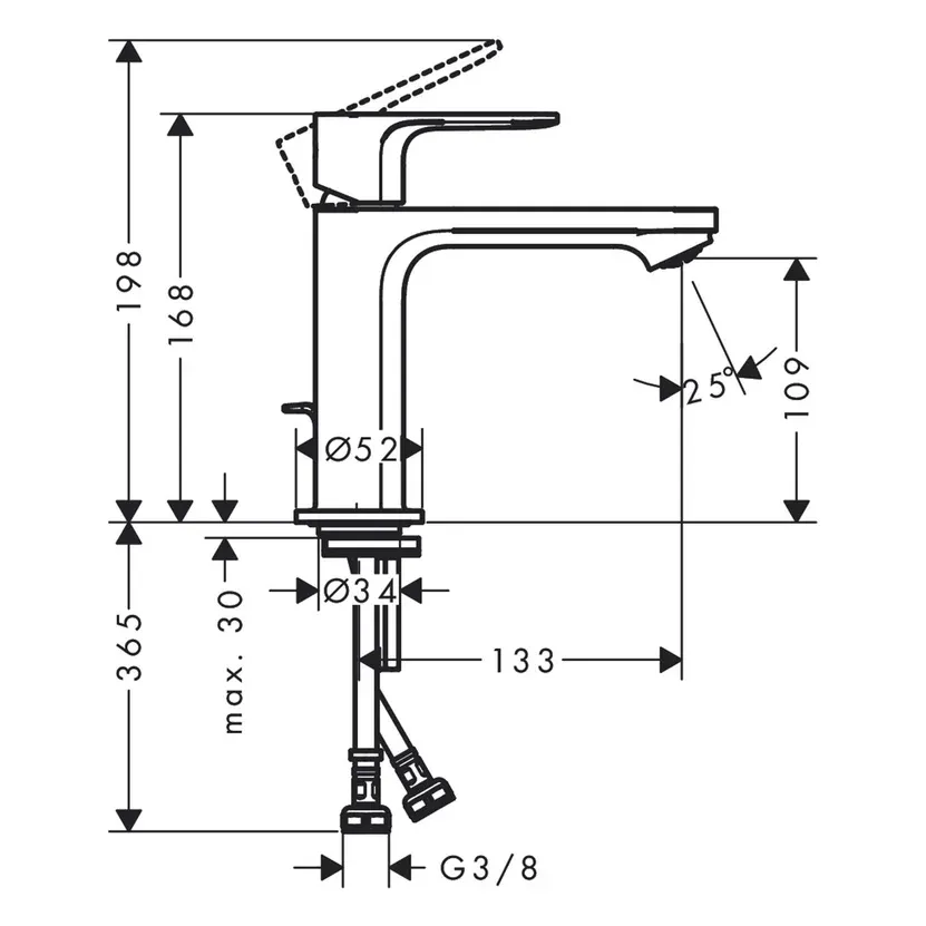 Hansgrohe Rebris S Lavabo Bataryası 110 Kumandalı Krom