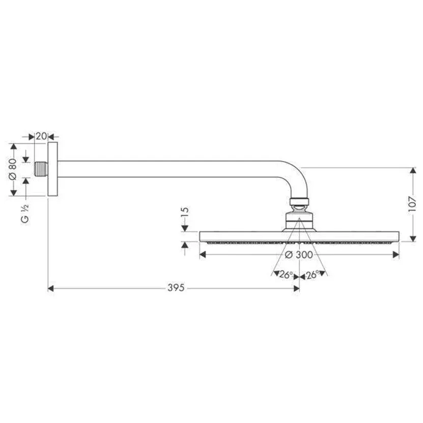 Hansgrohe Raindance S 240 Tepe Duşu Duvardan Krom