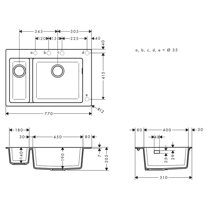 Hansgrohe Ankastre Granit Eviye Taş Grisi