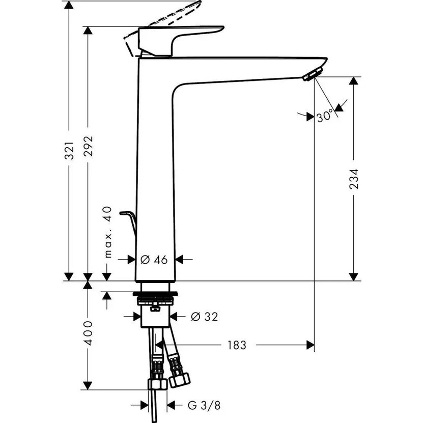 Hansgrohe Talis E Lavabo Bataryası 240 Sifon Kumandalı Krom