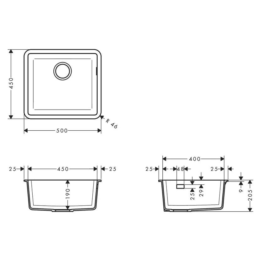 Hansgrohe Tezgah Altı Granit Eviye Beton Grisi